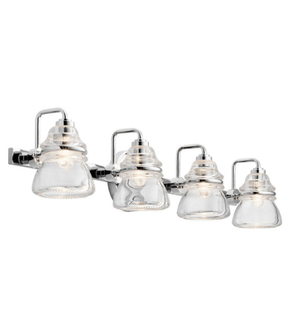 Kichler Badezimmer-Wandleuchte aus Glas, polierter Chromstahl