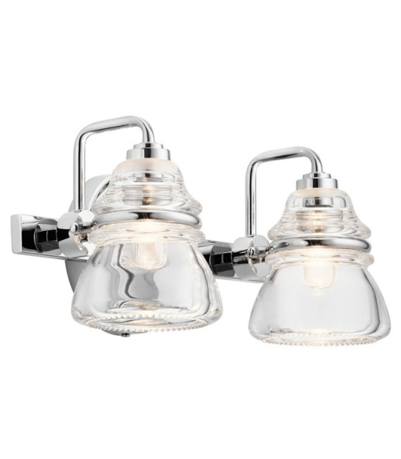 Kichler Bathroom Wall Light Glass, Polished Chrome Steel