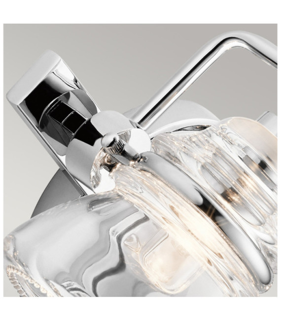 Kichler Aplique de baño de cristal, acero cromado pulido