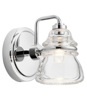 Kichler Bathroom Wall Light Glass, Polished Chrome Steel
