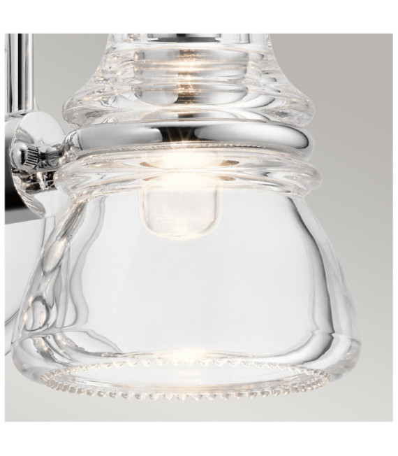 Lampada da parete per bagno Kichler in vetro, acciaio cromato lucido
