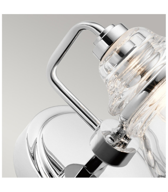 Kichler Aplique de baño de cristal, acero cromado pulido
