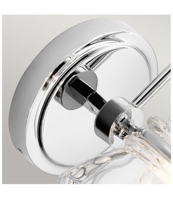 Kichler Aplique de baño de cristal, acero cromado pulido