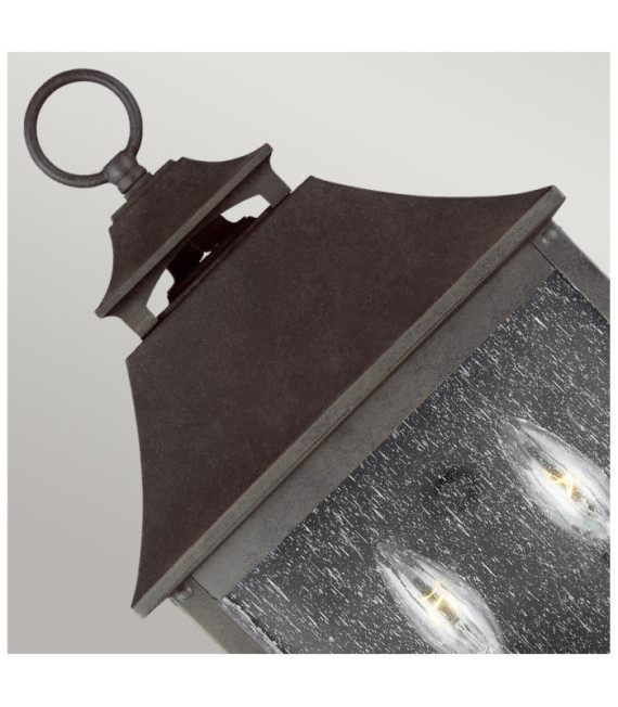 Lampada da parete per esterno Feiss Steel, vetro granato Martora