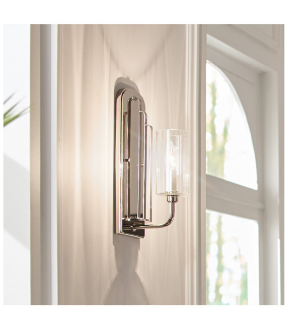 Kichler wall light Steel, transparent fluted glass Polished nickel