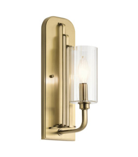 Kichler wall light Steel, transparent fluted glass Brushed natural brass