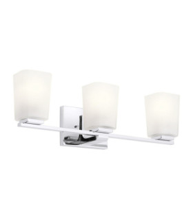 Kichler Lámpara de pared para baño, cristal opalino, acero, zinc, cromo pulido