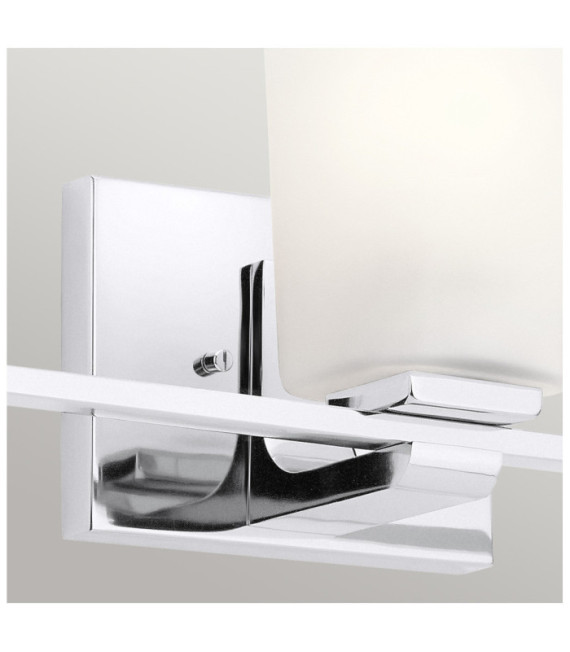 Kichler Lámpara de pared para baño, cristal opalino, acero, zinc, cromo pulido