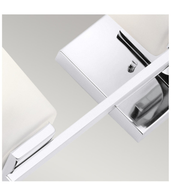 Kichler Lámpara de pared para baño, cristal opalino, acero, zinc, cromo pulido
