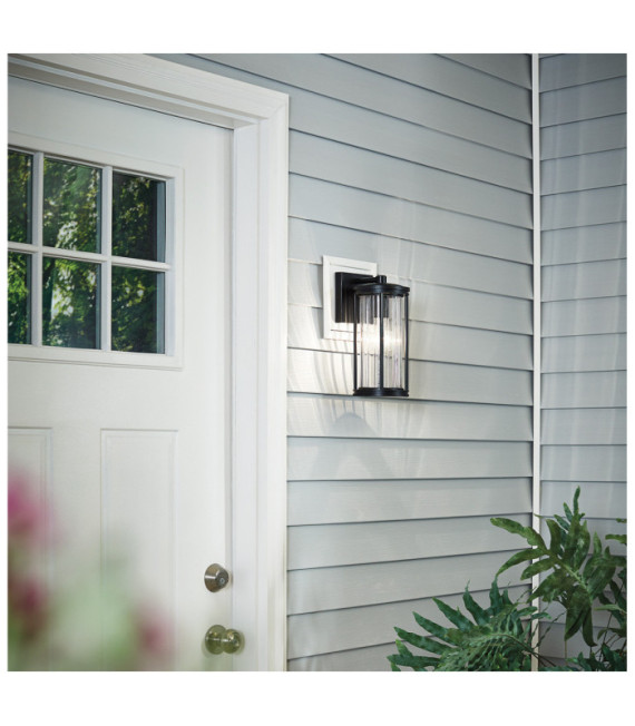 Kichler aplique exterior Vidrio transparente, aluminio, acero Negro
