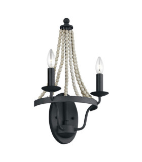 Feiss wall light Wood, Dark patinated zinc steel with driftwood gray