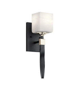 Kichler Wall Light Opal Glass, Black Steel