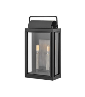 Hinkley exterior wall light Transparent glass, Black aluminum
