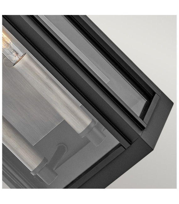 Hinkley Außenwandleuchte Transparentes Glas, schwarzes Aluminium