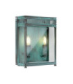 Holborn outdoor wall light Transparent glass, Verdigris brass