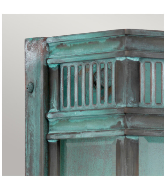 Holborn aplique de exterior Vidrio transparente, Latón Verdigris