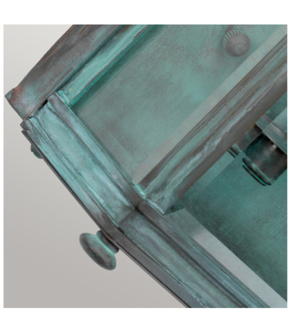 Holborn outdoor wall light Transparent glass, Verdigris brass