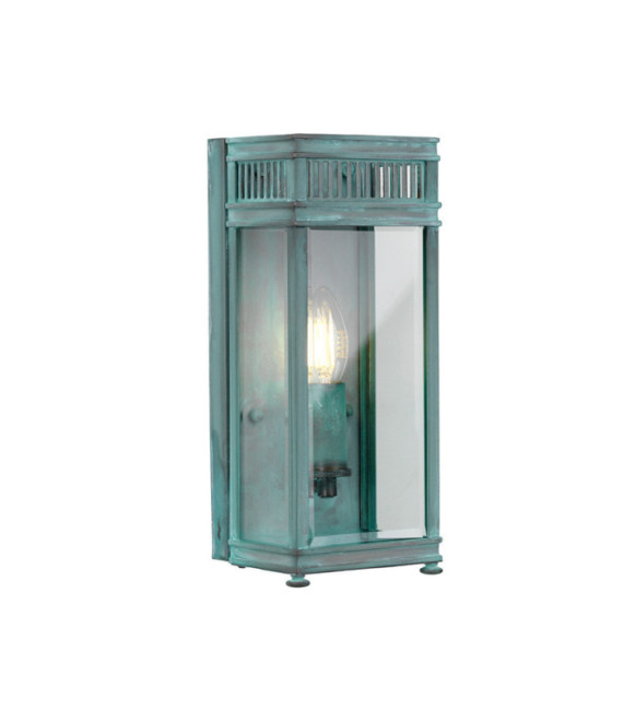 Holborn outdoor wall light Transparent glass, Verdigris brass