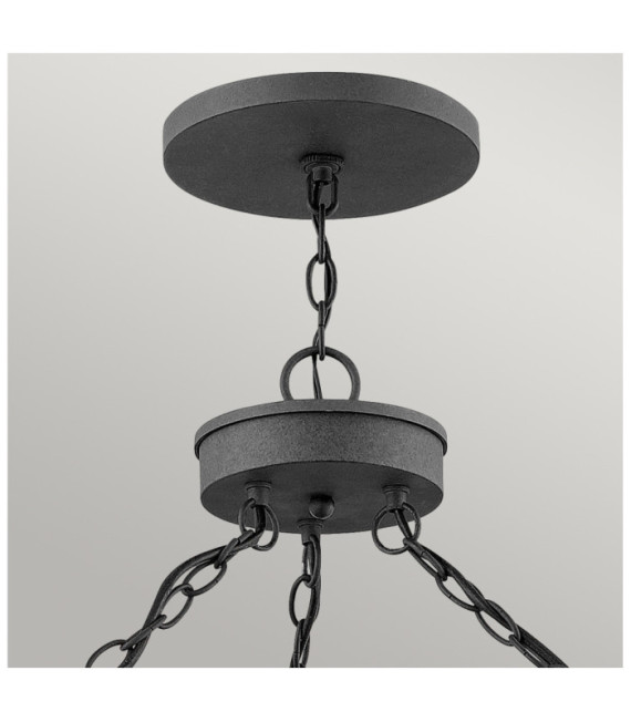 Suspension extérieur Hinkley Verre à graines transparent,aluminium Zinc vieilli et gris bois flotté