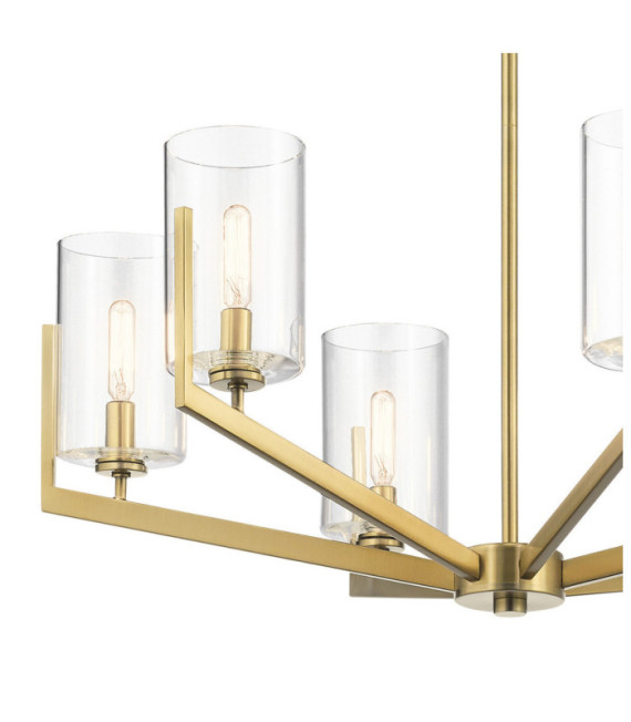 Suspension Kichler Acier,Verre Transparent Laiton naturel brossé