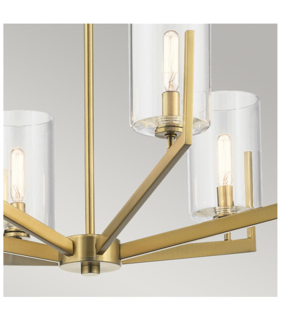 Lampada a sospensione Kichler Acciaio, vetro trasparente Ottone naturale spazzolato