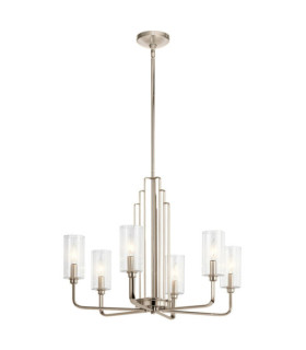 Suspension Kichler Verre cannelé transparent,acier Nickel poli