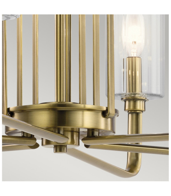 Kichler pendant light Clear fluted glass, steel Brushed natural brass