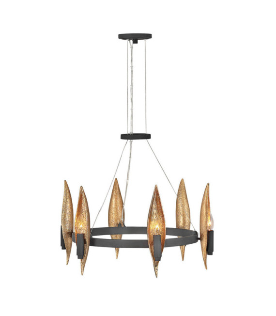 Suspension Hinkley Aluminium,résine,acier Noir de carbone avec or de luxe