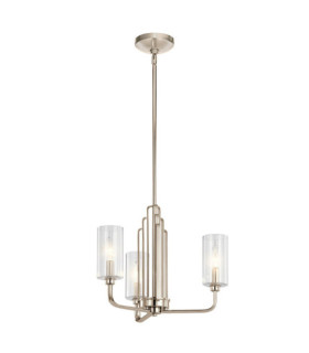 Suspension Kichler Verre cannelé transparent,acier Nickel poli