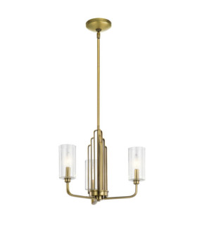 Kichler pendant light Clear fluted glass, steel Brushed natural brass