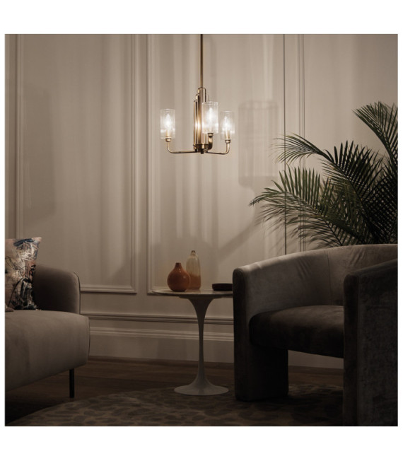 Kichler pendant light Clear fluted glass, steel Brushed natural brass