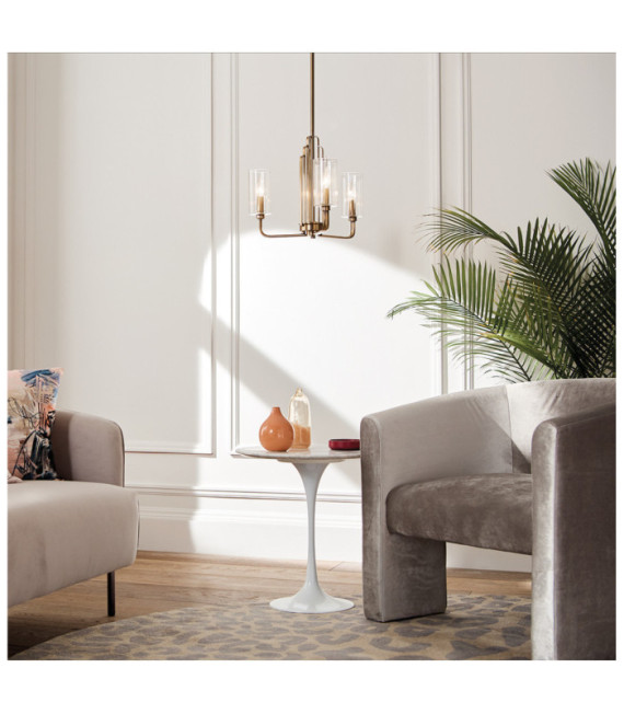 Kichler pendant light Clear fluted glass, steel Brushed natural brass