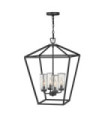 Hinkley outdoor pendant light Transparent seed glass, Museum aluminum Black