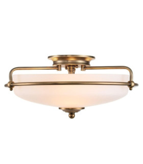 Quoizel Ceiling Light Opal Glass, Steel, Patinated Brass