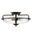 Quoizel ceiling light Steel, transparent grained glass Palladian bronze with patinated brass accents