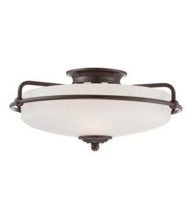 Plafoniera Quoizel Vetro Opale, Acciaio Bronzo Palladiana