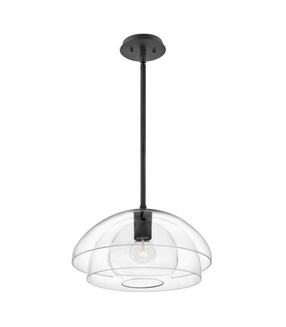 Hinkley pendant light Aluminum, transparent glass, steel Black