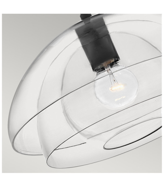 Hinkley pendant light Aluminum, transparent glass, steel Black