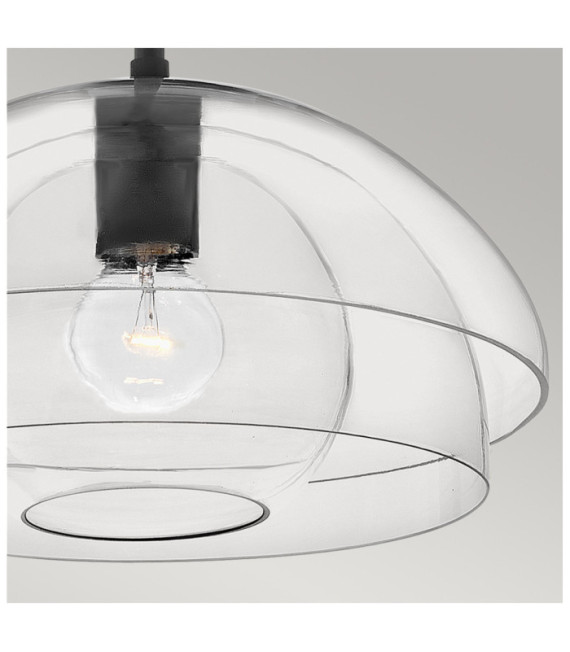 Hinkley Pendelleuchte Aluminium, transparentes Glas, Stahl Schwarz