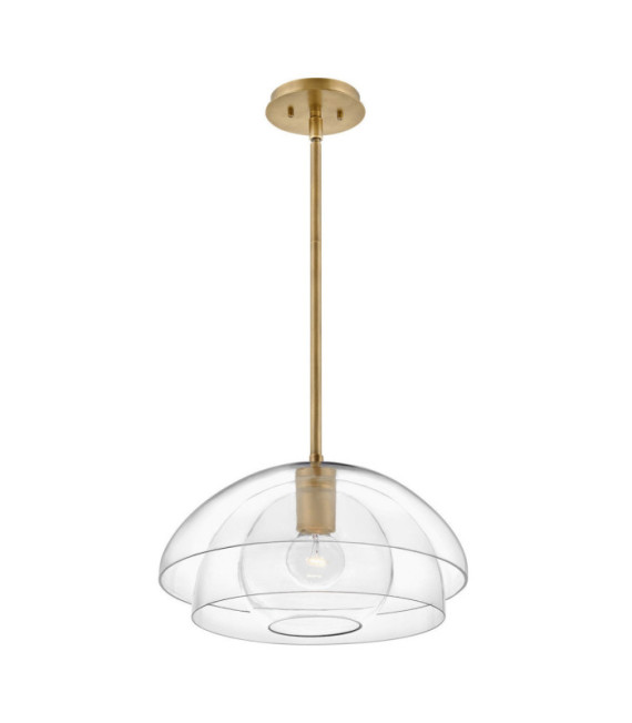 Hinkley Pendelleuchte Aluminium, transparentes Glas, Stahl Messing Heritage