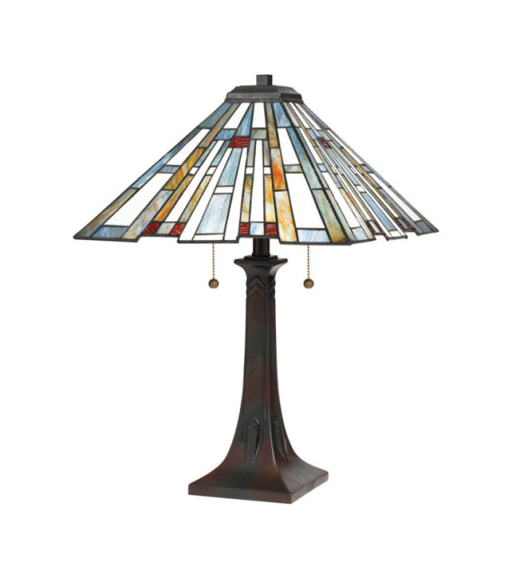 Lampe de table Quoizel Acier,résine,verre d'art Bronze vaillant