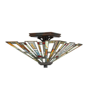 Plafoniera Quoizel Acciaio, resina, vetro artistico Valiant bronzo