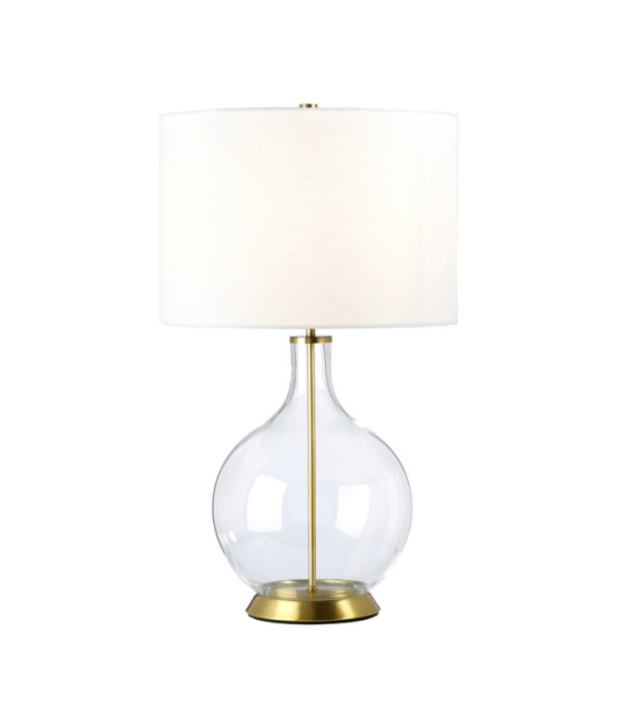 Lampe de table Orb Verre,Acier,Faux Lin Laiton vieilli