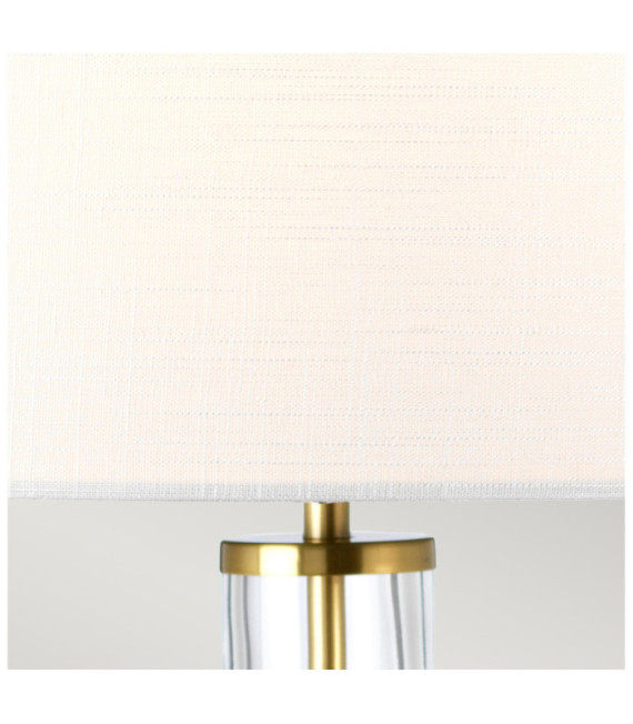 Orb Tischlampe aus Glas, Stahl, Messingimitat in Leinenoptik