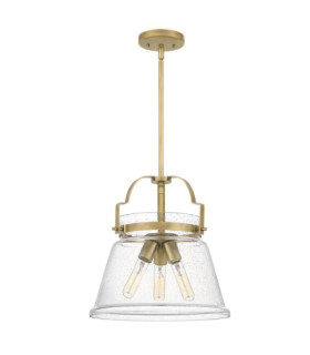 Suspension Quoizel Verre grainé transparent,acier Laiton patiné