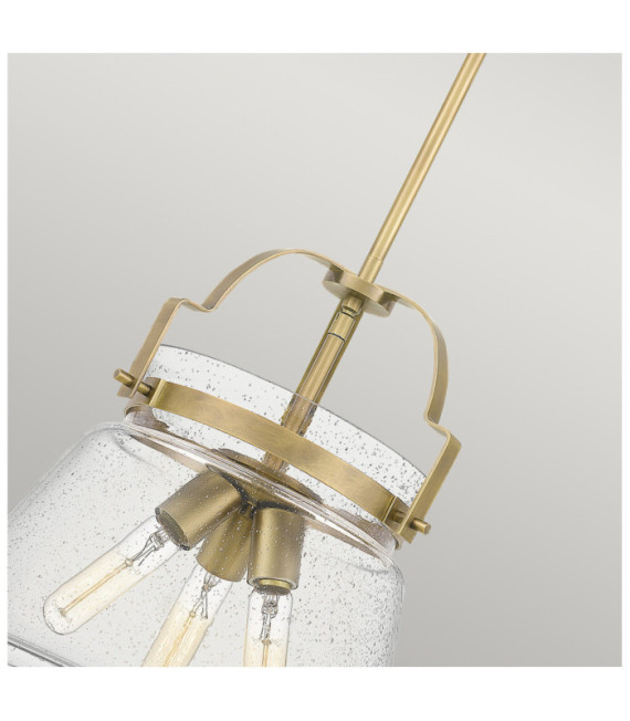 Quoizel pendant light Transparent grained glass, steel Patinated brass