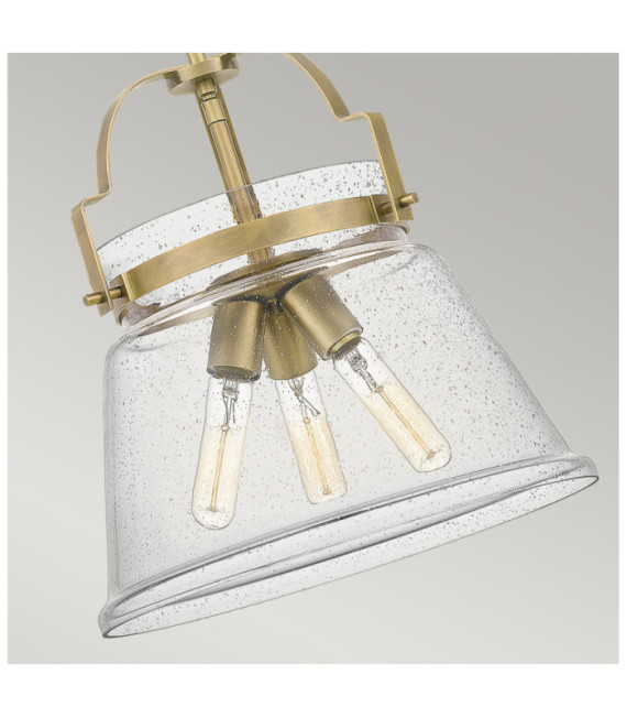 Suspension Quoizel Verre grainé transparent,acier Laiton patiné