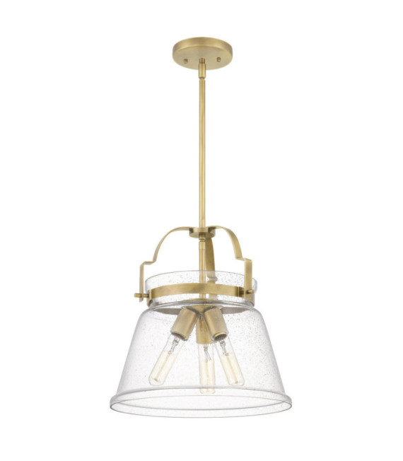 Quoizel pendant light Transparent grained glass, steel Patinated brass