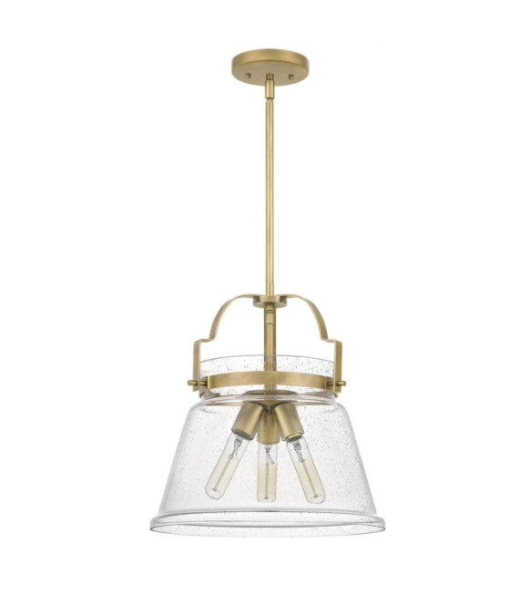 Suspension Quoizel Verre grainé transparent,acier Laiton patiné