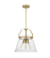 Suspension Quoizel Verre grainé transparent,acier Laiton patiné